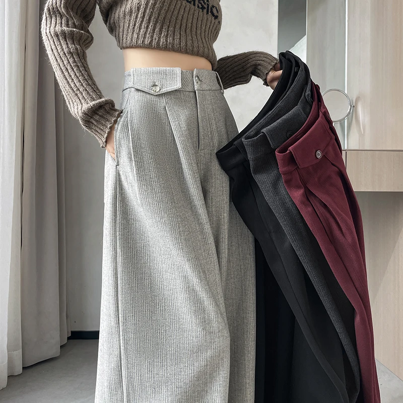 Autumn Winter 2026 New Woolen Pants Women High Waist Wide Leg Twill Pants Korean Fashion Straight Pants OOTD Vintage Outfits
Autumn Winter 2026 New Woolen Pants Women High Waist Wide Leg Twill Pants Korean Fashion Straight Pants OOTD Vintage Outfits