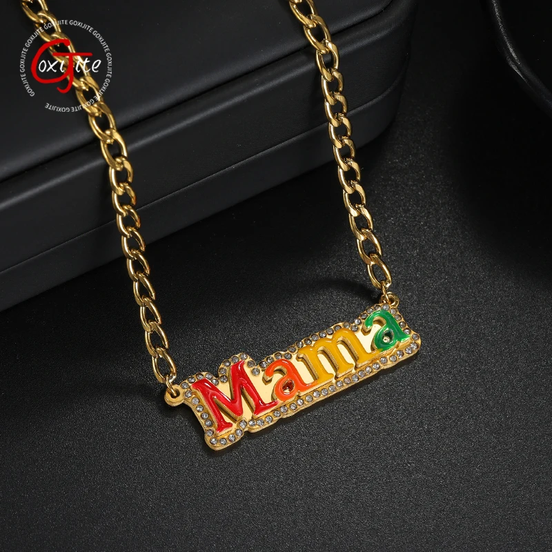Goxijite Custom Name Colorful Oil Drop Stone Necklace Thick Chain Stainless Steel 2 Layer Welded Plate Necklaces Jewelry Gift
Goxijite Custom Name Colorful Oil Drop Stone Necklace Thick Chain Stainless Steel 2 Layer Welded Plate Necklaces Jewelry Gift