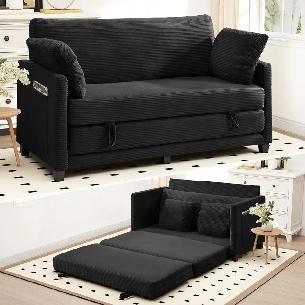 65 Convertible Sofa Bed, 2-in-1 Couch with Storage, Ideal for Small Spaces, Black Corduroy (65 Inch)
65 Convertible Sofa Bed, 2-in-1 Couch with Storage, Ideal for Small Spaces, Black Corduroy (65 Inch)