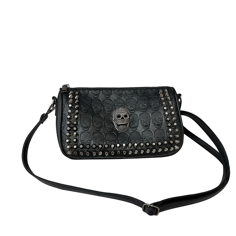 New casual European and American style rivet Halloween skull double-layer single shoulder soft leather crossbody bag for women
New casual European and American style rivet Halloween skull double-layer single shoulder soft leather crossbody bag for women