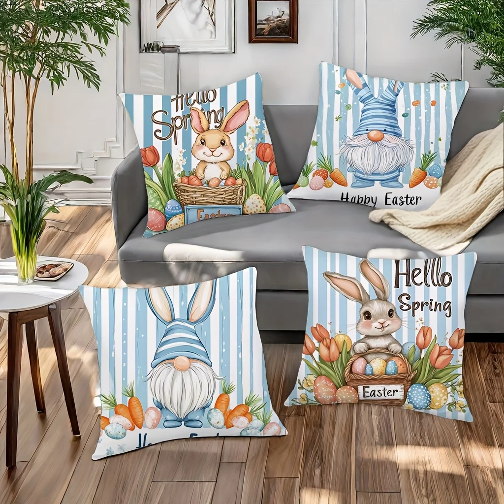 4Pcs Easter Pillow Covers - Egg & Bunny Pattern Cushion Covers with Zipper for Sofa/Bedroom Decor (No Insert)
4Pcs Easter Pillow Covers - Egg & Bunny Pattern Cushion Covers with Zipper for Sofa/Bedroom Decor (No Insert)