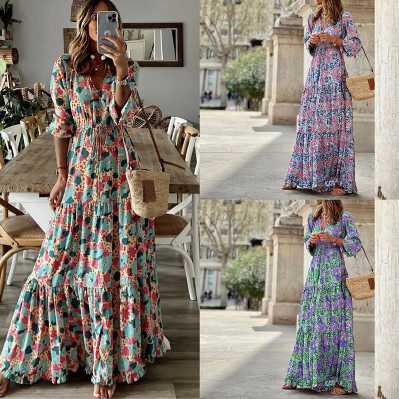 Elegant Women's Flower Long Dresses 2025 Spring New Bohemian Printed Dress Abıye Kadın Abiye Платье Robe Ete Femme Vestidos
Elegant Women's Flower Long Dresses 2025 Spring New Bohemian Printed Dress Abıye Kadın Abiye Платье Robe Ete Femme Vestidos