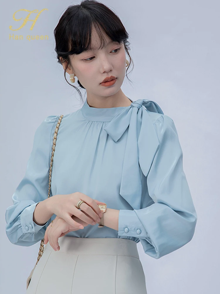 H Han Queen Autumn Female Clothing Long Sleeve Casual Shirt Korean Profession Loose Blouses Women Lace-Up Bow Simple Office Tops
H Han Queen Autumn Female Clothing Long Sleeve Casual Shirt Korean Profession Loose Blouses Women Lace-Up Bow Simple Office Tops