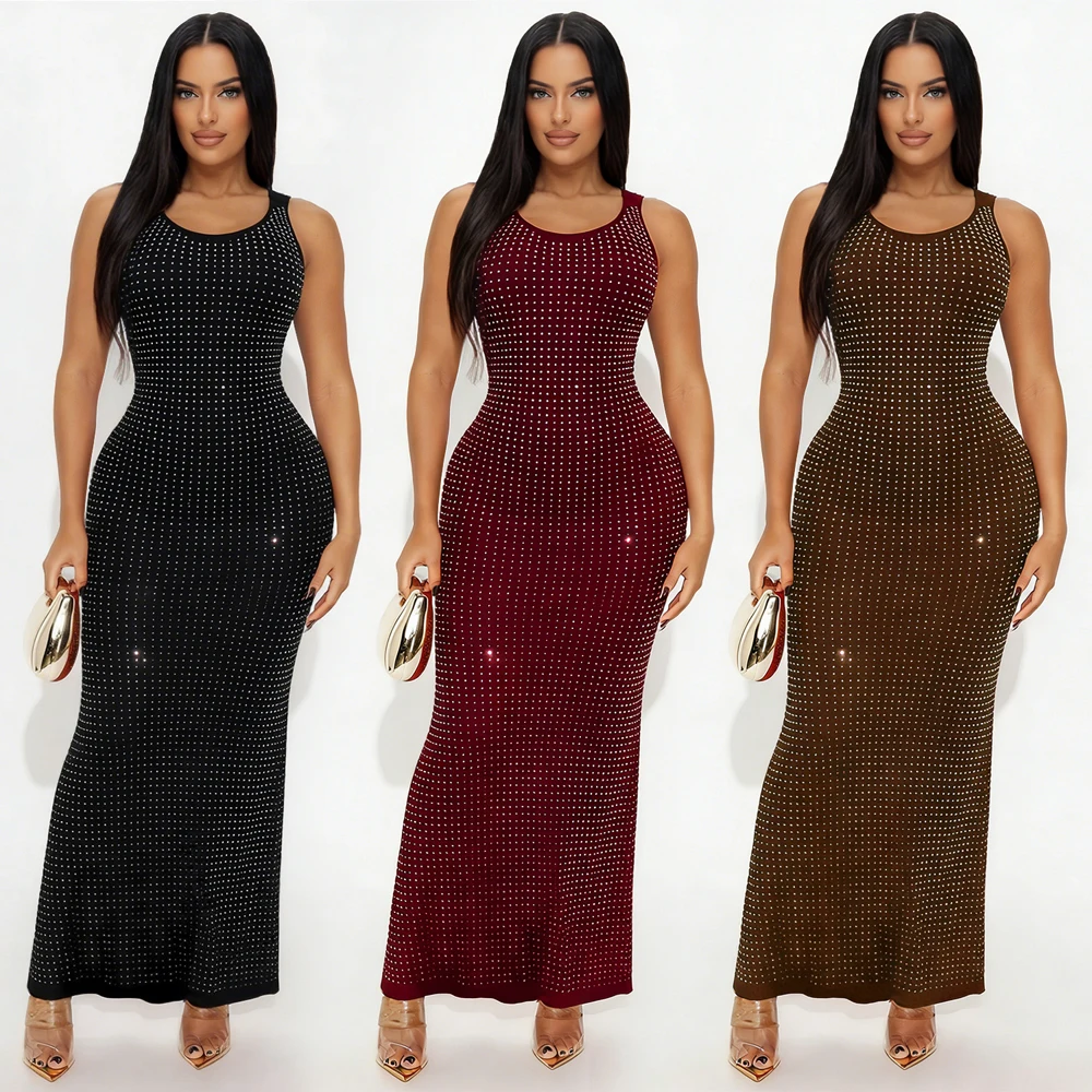 Sexy Rhinestone Women Dresses Sleeveless U Neck Backless Bodycon Maxi Dress for 2026 Trendy Female Evening Party Club Wear
Sexy Rhinestone Women Dresses Sleeveless U Neck Backless Bodycon Maxi Dress for 2026 Trendy Female Evening Party Club Wear