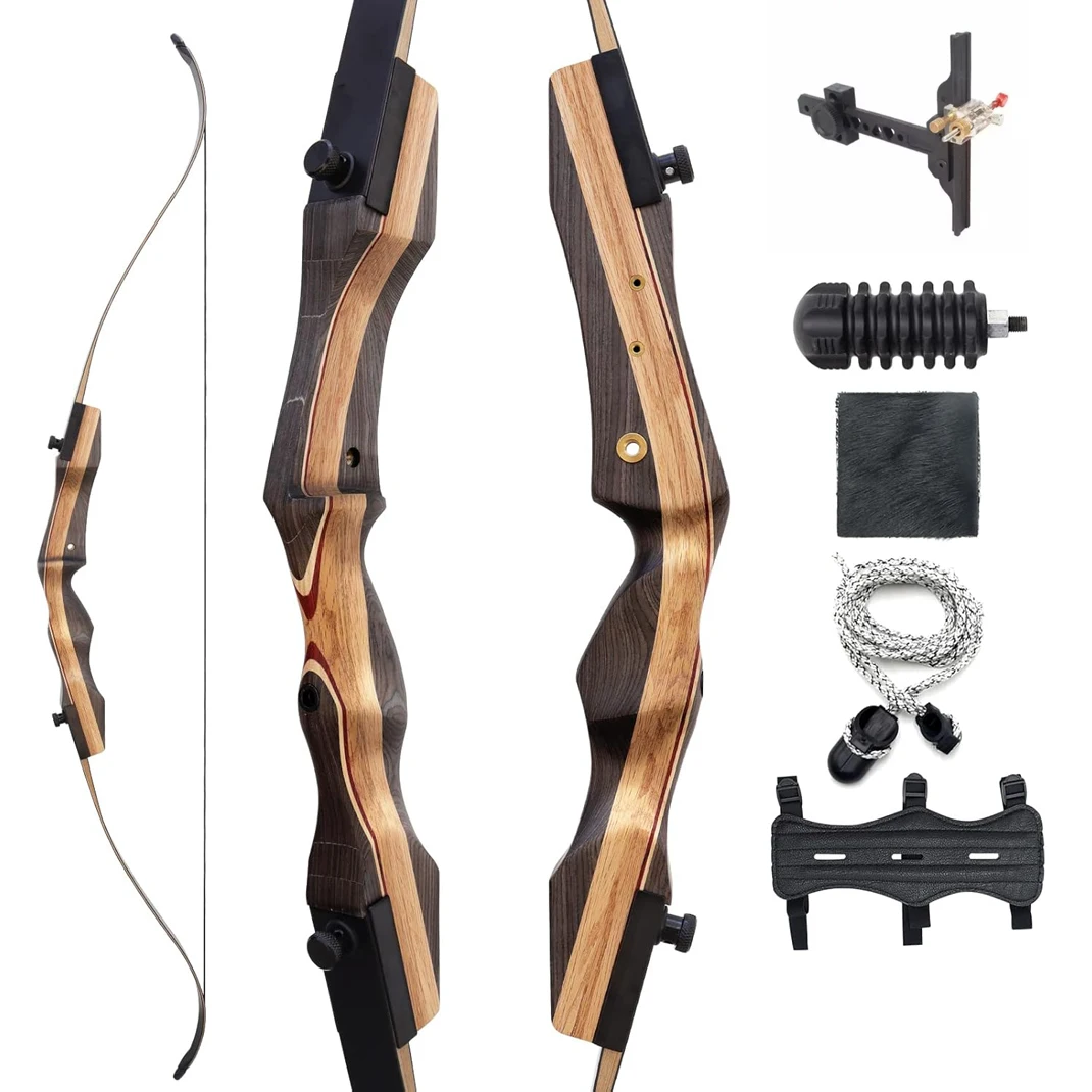 62-дюймовый деревянный изогнутый лук, набор 25-50 фунтов, охотничий лук для правой руки для стрельбы из лука для взрослых, начинающих, тренировок на открытом воздухе
62-дюймовый деревянный изогнутый лук, набор 25-50 фунтов, охотничий лук для правой руки для стрельбы из лука для взрослых, начинающих, тренировок на открытом воздухе