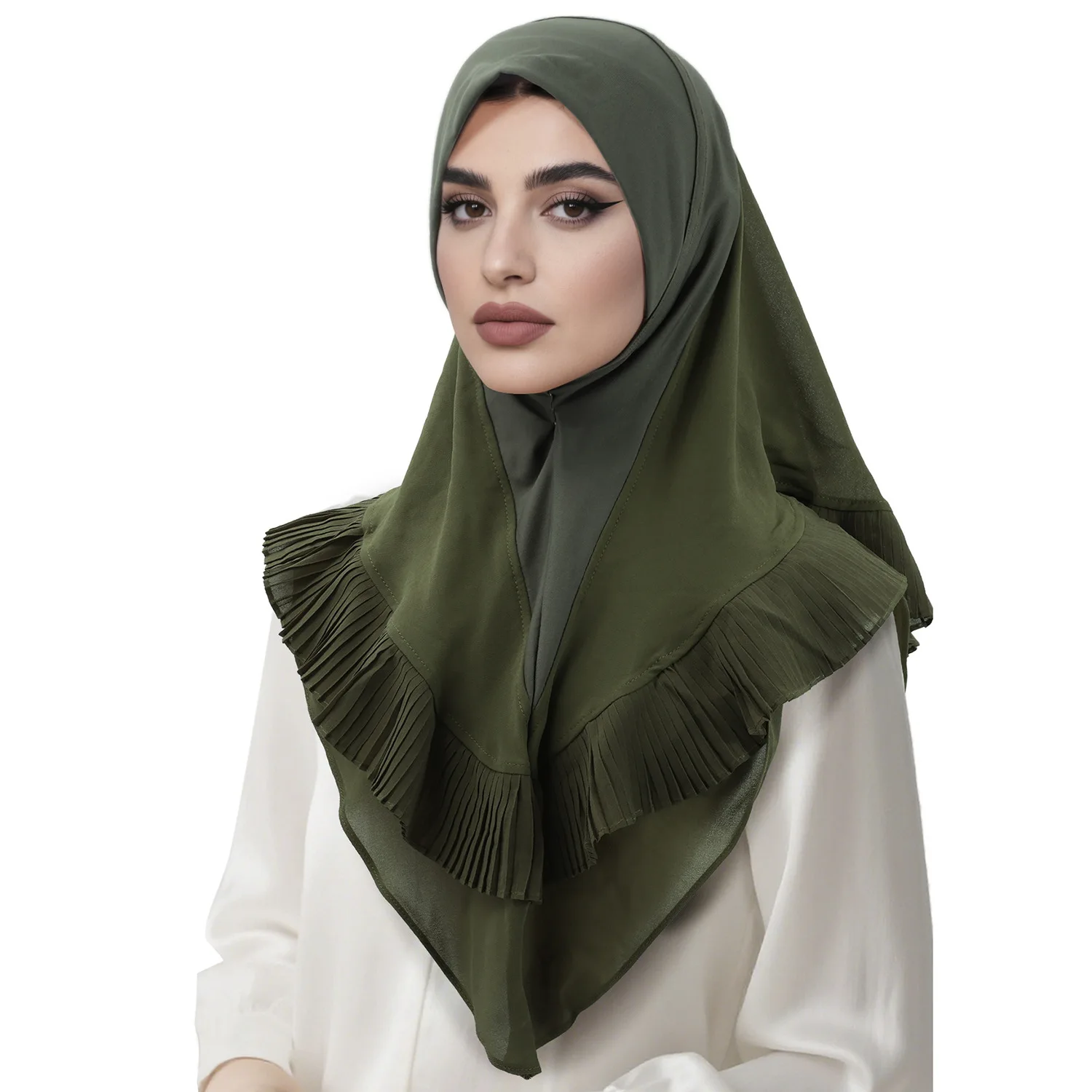 Исламский хрустальный льняной двухслойный плиссированный малайский платок, мгновенный шарф, пуловер с рюшами, женский мусульманский хиджаб, тюрбан, Амира, никаб 
Исламский хрустальный льняной двухслойный плиссированный малайский платок, мгновенный шарф, пуловер с рюшами, женский мусульманский хиджаб, тюрбан, Амира, никаб