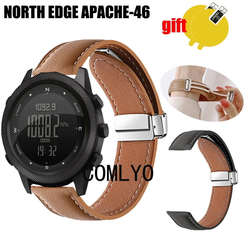 Ремешок для смарт-часов NORTH EDGE APEX-46 DESERT, кожаный складной браслет с магнитной застежкой, Защита экрана для мужчин и женщин
Ремешок для смарт-часов NORTH EDGE APEX-46 DESERT, кожаный складной браслет с магнитной застежкой, Защита экрана для мужчин и женщин