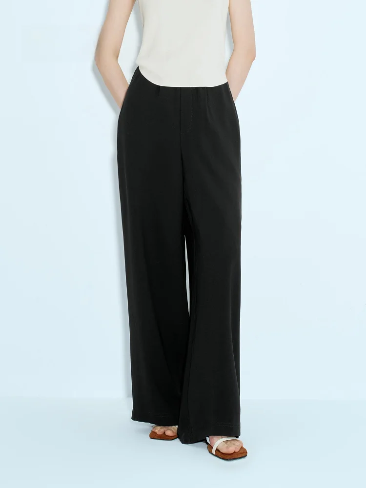 Black Simple Wide Leg Pants Indicia Label Summer New Style High Waist Elastic Waist Three Acetate Fiber Ladies Casual Trousers
Black Simple Wide Leg Pants Indicia Label Summer New Style High Waist Elastic Waist Three Acetate Fiber Ladies Casual Trousers
