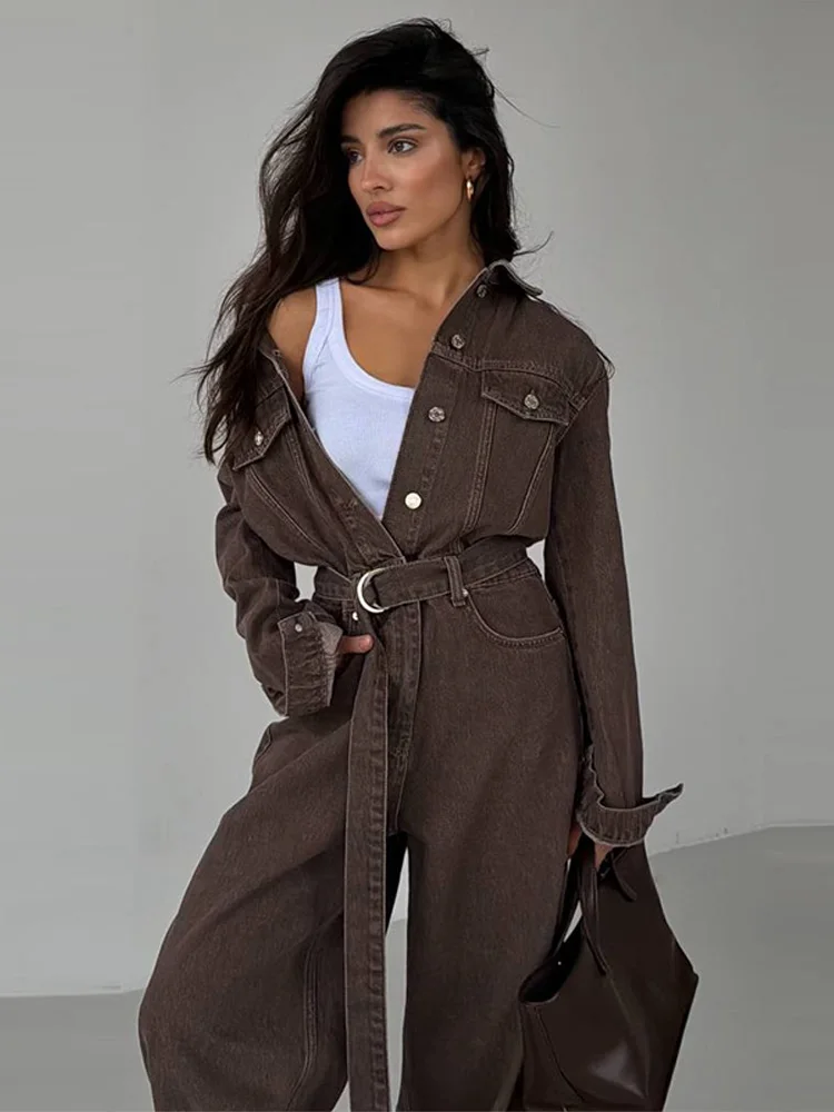 Y2k Women One-piece Denim Romper Chic Belt Lapel Pockets Single Breasted Long Sleeve Female Bodysuit Fashion Streetwear 2026
Y2k Women One-piece Denim Romper Chic Belt Lapel Pockets Single Breasted Long Sleeve Female Bodysuit Fashion Streetwear 2026