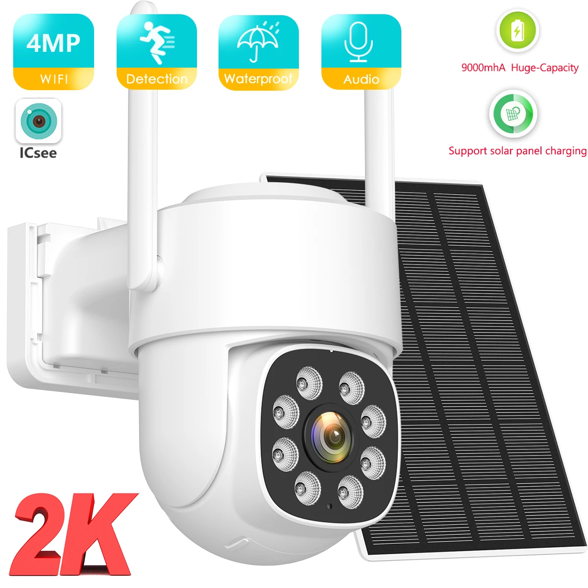 BESDER 4MP HD WiFi PTZ Camera Outdoor Wireless Solar Powered Video Surveillance with Built-in Battery Long Standby iCsee
BESDER 4MP HD WiFi PTZ Camera Outdoor Wireless Solar Powered Video Surveillance with Built-in Battery Long Standby iCsee