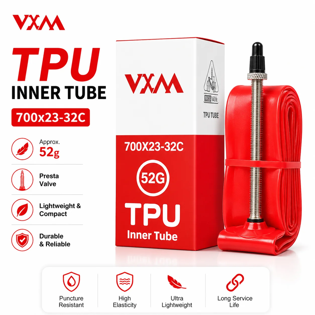 8pcs Ultralight 52g TPU Inner Tube for 700C Road Bike 700x23 25 28 30 32C French Presta Valve Bicycle Tire Tube
8pcs Ultralight 52g TPU Inner Tube for 700C Road Bike 700x23 25 28 30 32C French Presta Valve Bicycle Tire Tube