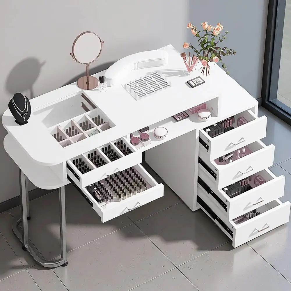 Professional Nail Technician Workstation with Storage, Dust Collector, and Wrist Support, White
Professional Nail Technician Workstation with Storage, Dust Collector, and Wrist Support, White