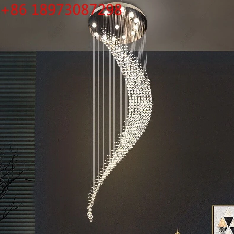 Re-try modern simple living room chandelier villa staircase rotating light luxury crystal chandelier
Re-try modern simple living room chandelier villa staircase rotating light luxury crystal chandelier