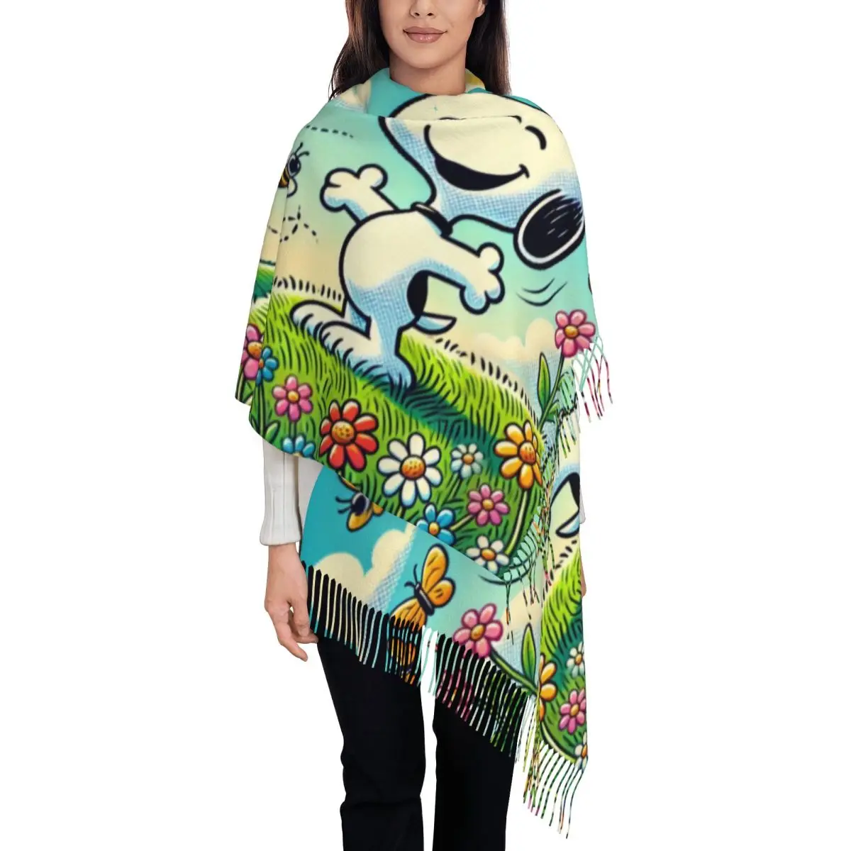 Custom Cartoon Snoopy Tassel Scarf Women Soft Shawl Wrap Female Winter Fall Scarves
Custom Cartoon Snoopy Tassel Scarf Women Soft Shawl Wrap Female Winter Fall Scarves