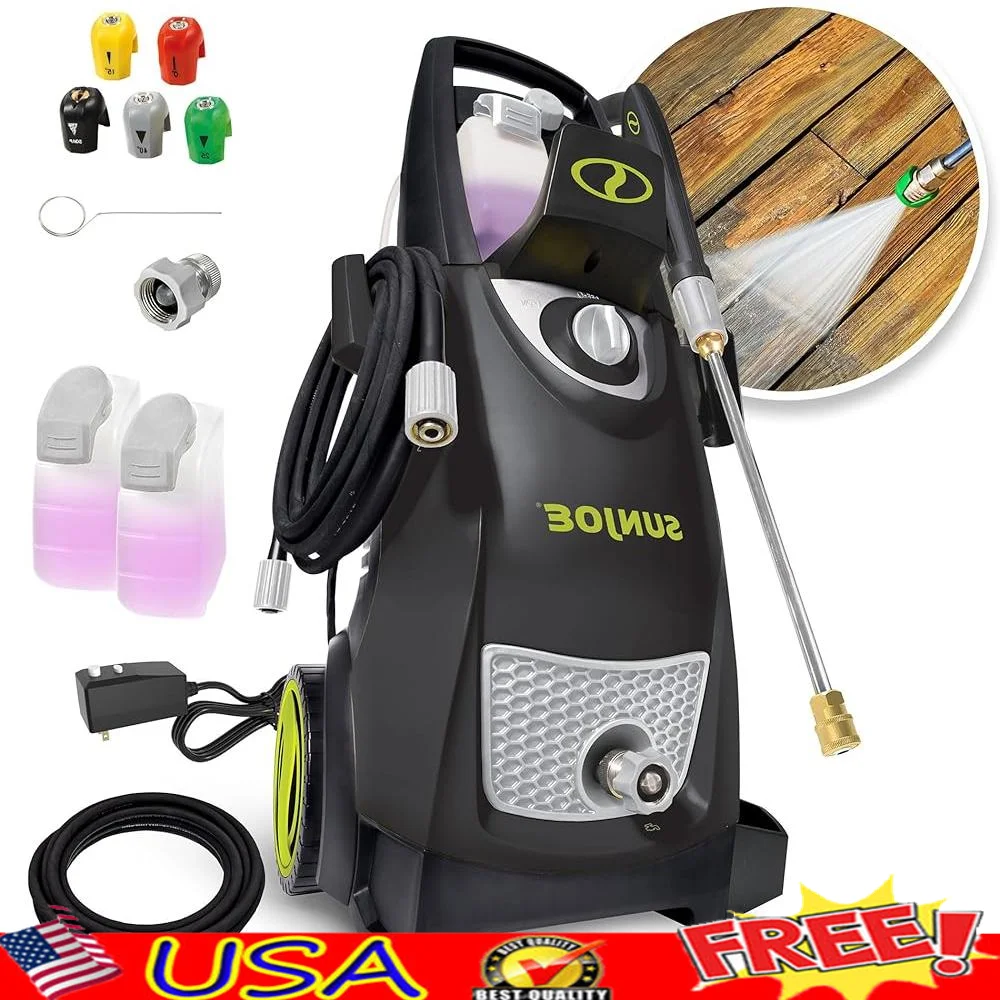 Electric Pressure Washer 2030 PSI 1.76 GPM Dual Soap Tanks 5 Quick Connect Nozzles 20FT Hose Total Stop System Portable Cleaning
Electric Pressure Washer 2030 PSI 1.76 GPM Dual Soap Tanks 5 Quick Connect Nozzles 20FT Hose Total Stop System Portable Cleaning