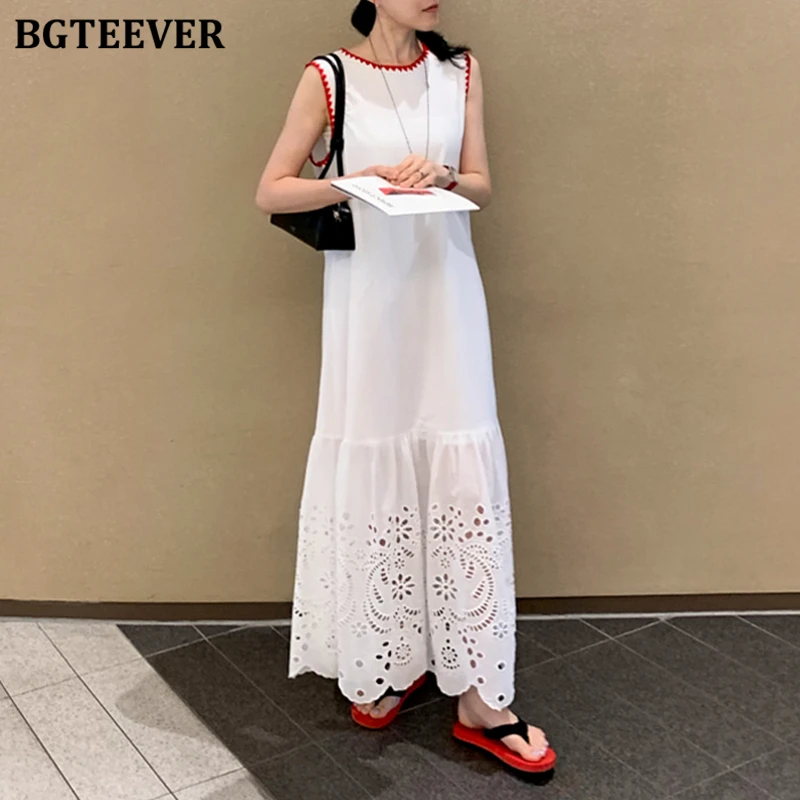 BGTEEVER Casual Loose Patchwork Hollow Out Mid-Length Dress for Women Summer Fashion O-neck Female Sleeveless A-line Dress
BGTEEVER Casual Loose Patchwork Hollow Out Mid-Length Dress for Women Summer Fashion O-neck Female Sleeveless A-line Dress