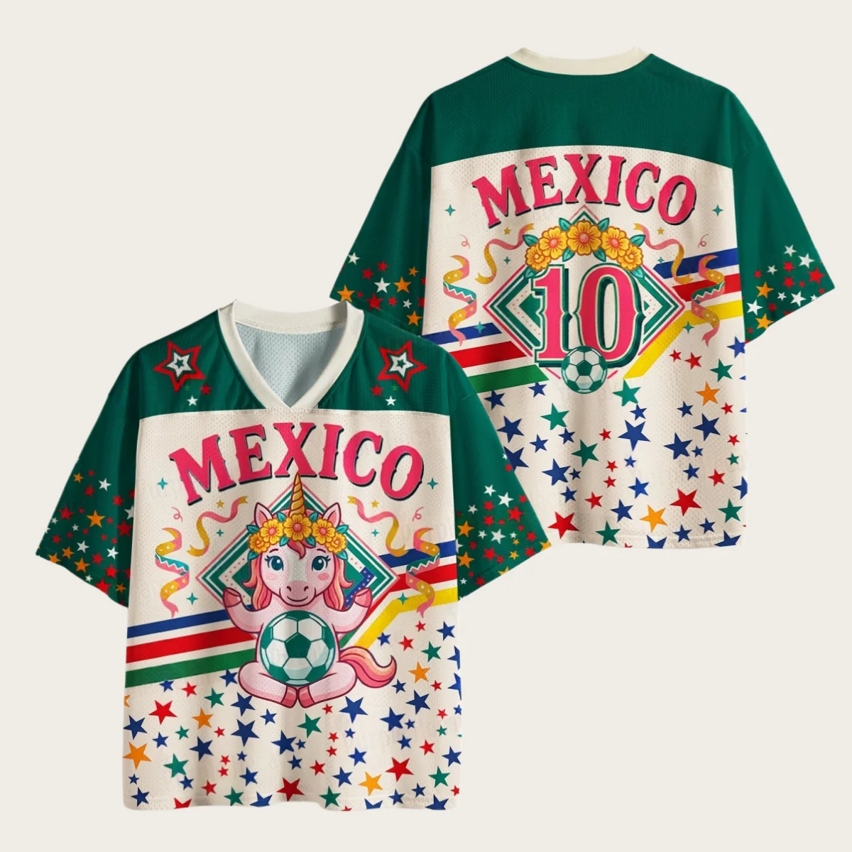 MEXICO Cartoon Unicorn Colorful Star Marigold 3D Printed Supporting Jersey for Adults and Children Breathable Loose T-shirt
MEXICO Cartoon Unicorn Colorful Star Marigold 3D Printed Supporting Jersey for Adults and Children Breathable Loose T-shirt