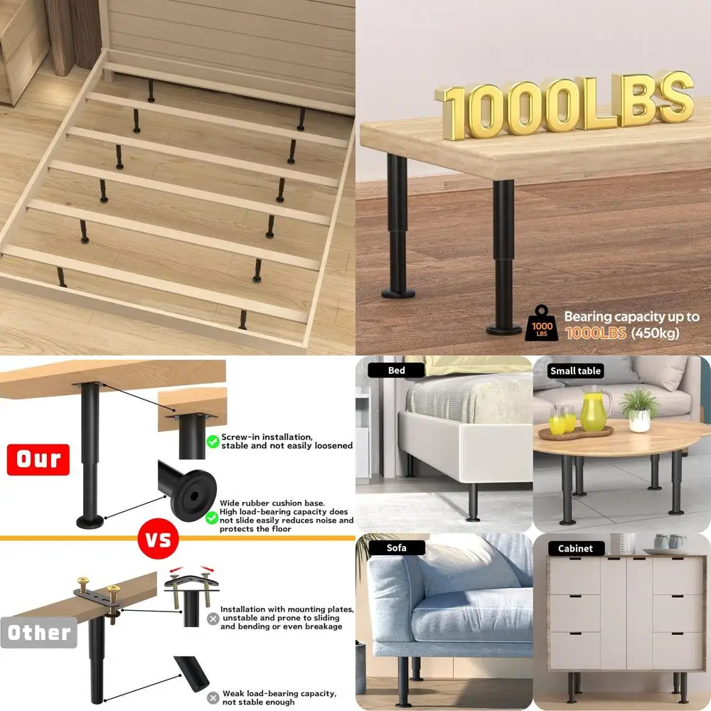 Adjustable Metal Bed Support Legs, 7.08-12.2 for Bed, Sofa, Cabinet & More
Adjustable Metal Bed Support Legs, 7.08-12.2 for Bed, Sofa, Cabinet & More