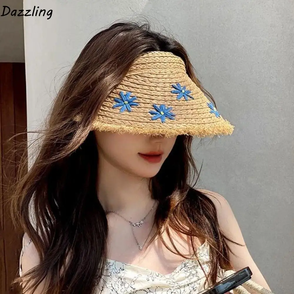Simple UV Protection Lafite Straw Hat Weave Daisy Beach Hat Sun Hat Flower Empty Top Hat Outdoor 
Simple UV Protection Lafite Straw Hat Weave Daisy Beach Hat Sun Hat Flower Empty Top Hat Outdoor