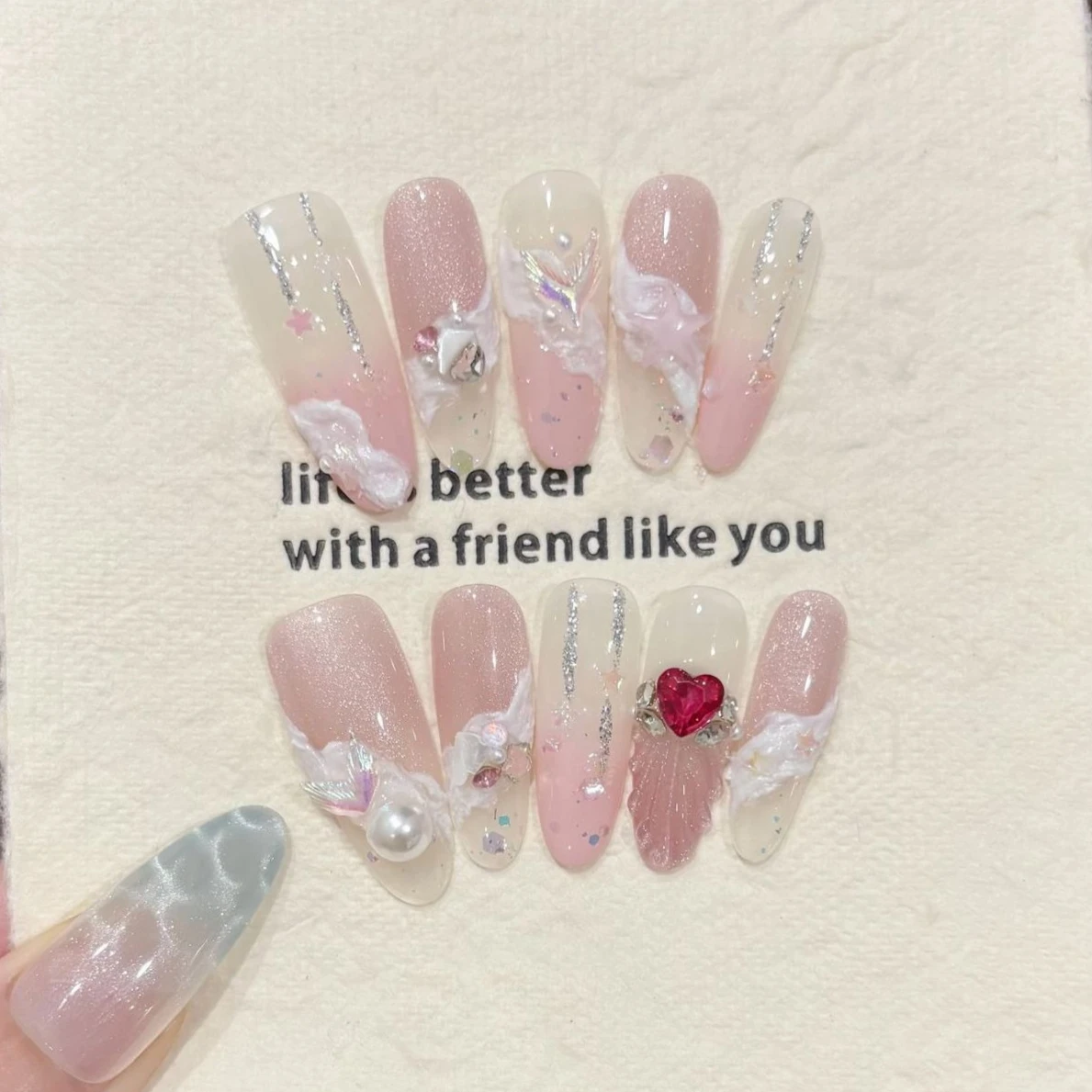 10pcs Pink Almond Press on Nails Cat Eye False Nails with 3D Decoration Wearable Stick-on Nails Fake Nail Накладные Ногти 네일팁
10pcs Pink Almond Press on Nails Cat Eye False Nails with 3D Decoration Wearable Stick-on Nails Fake Nail Накладные Ногти 네일팁