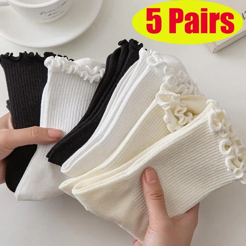 Black White Ruffle Socks for Women Spring Summer Fashion Socks Lady Harajuku Style Middle Tube Casual Sweet Kawaii Sock
Black White Ruffle Socks for Women Spring Summer Fashion Socks Lady Harajuku Style Middle Tube Casual Sweet Kawaii Sock