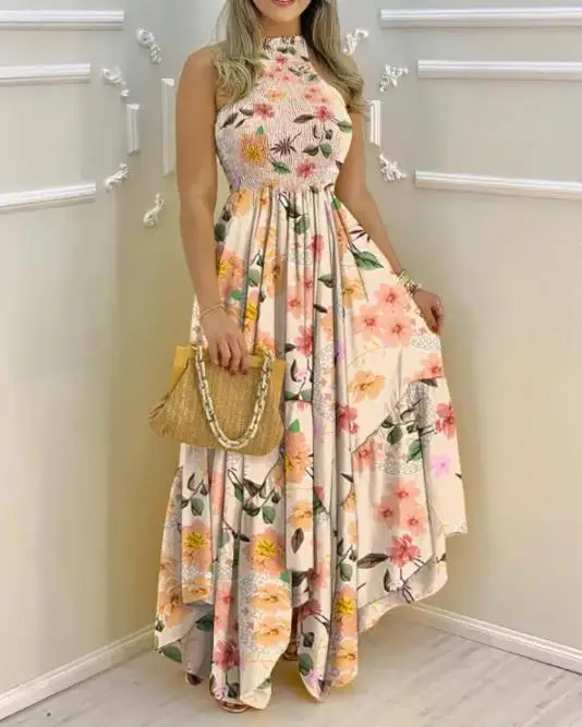Elegant and Pretty Women's Dresses 2024 Tropical Print Sleeveless Ruched Maxi Dress High Waist Shirred Ruffles Party Dress
Elegant and Pretty Women's Dresses 2024 Tropical Print Sleeveless Ruched Maxi Dress High Waist Shirred Ruffles Party Dress