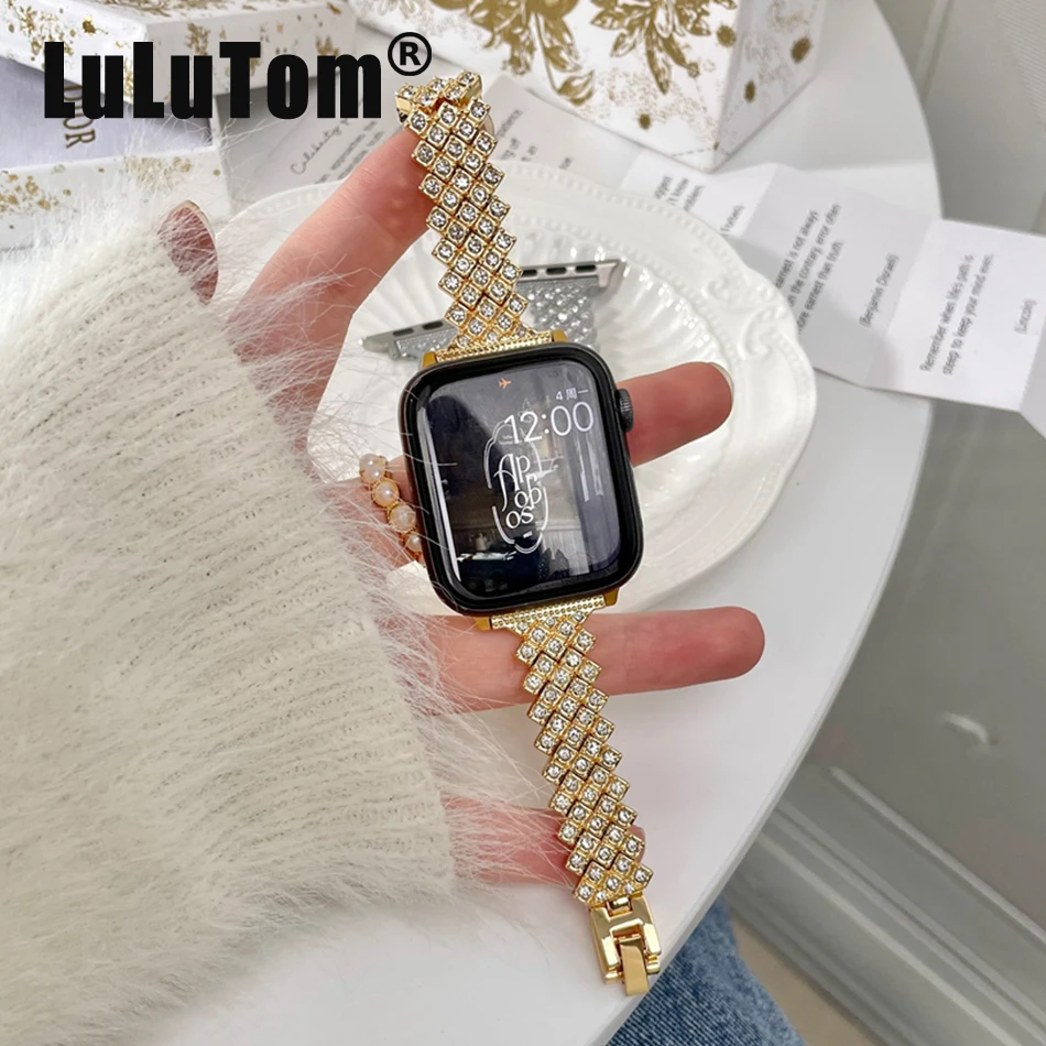 Металлический ремешок для Apple Watch UItra 8 7 49 мм 45 мм 44 мм, роскошный блестящий бриллиантовый браслет для iWatch Series 6 5 SE 42 мм 40 мм 38 мм Correa
Металлический ремешок для Apple Watch UItra 8 7 49 мм 45 мм 44 мм, роскошный блестящий бриллиантовый браслет для iWatch Series 6 5 SE 42 мм 40 мм 38 мм Correa