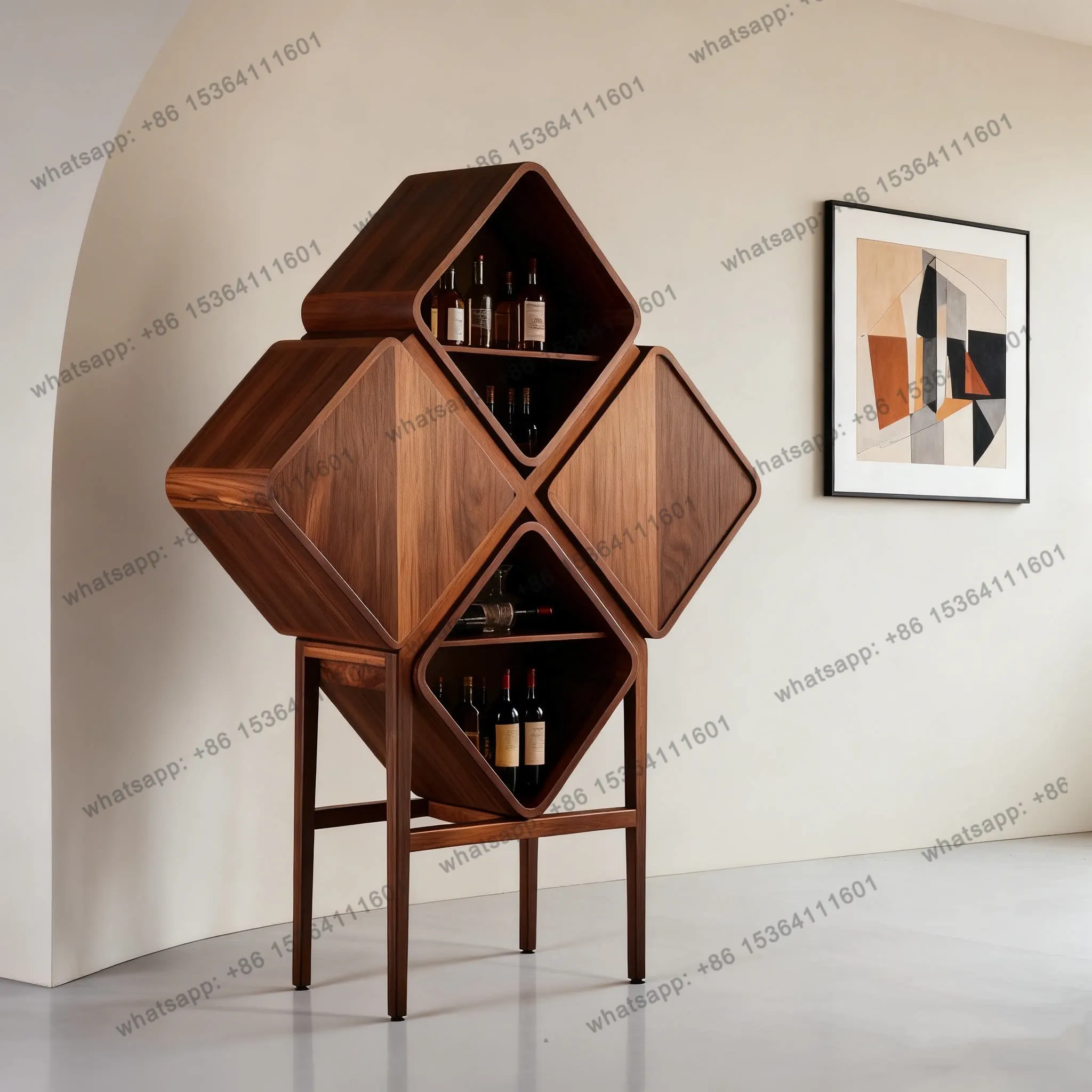 New Chinese black walnut new high-end home living room solid wood wine cabinet display stand
New Chinese black walnut new high-end home living room solid wood wine cabinet display stand