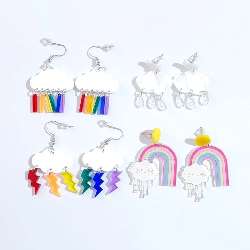 New Cute Acrylic Transparent Earrings Creative Clouds Lightning Raindrops Personalized Funny Earrings Novelty Earrings for Women
New Cute Acrylic Transparent Earrings Creative Clouds Lightning Raindrops Personalized Funny Earrings Novelty Earrings for Women