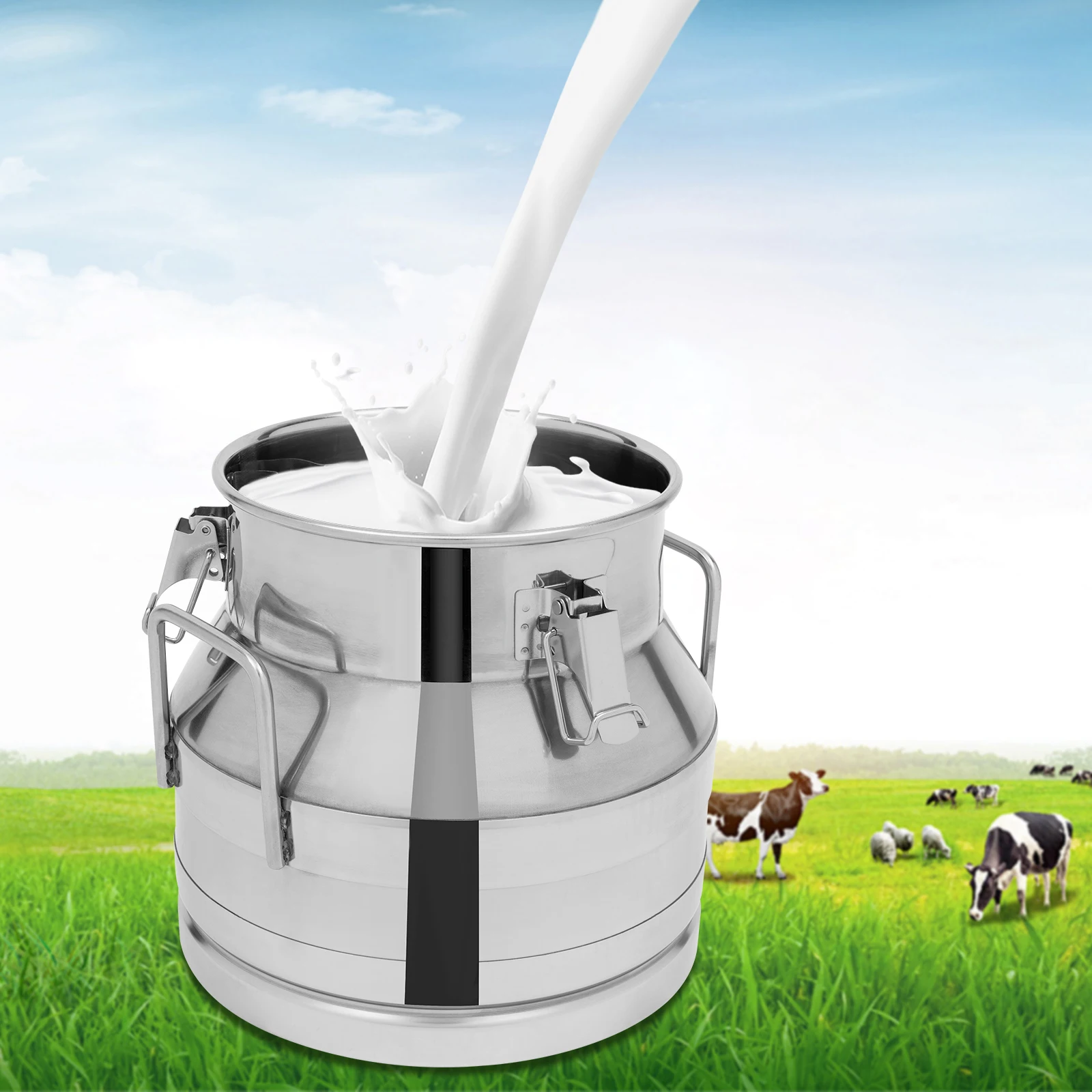 12L/3.17gal Kitchen Round Stainless Steel Milk Bucket, Liquid Container, Portable Transport Bucket Fully Closed Design with Lid
12L/3.17gal Kitchen Round Stainless Steel Milk Bucket, Liquid Container, Portable Transport Bucket Fully Closed Design with Lid