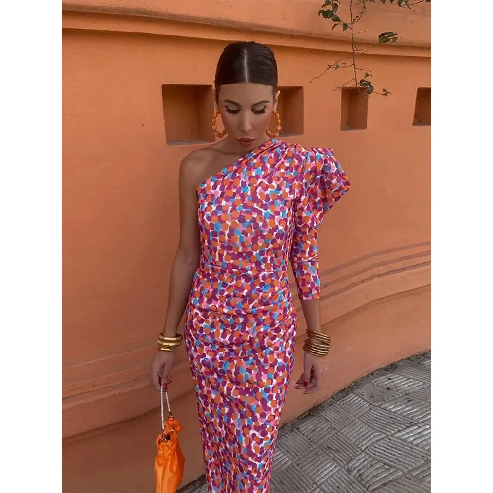 Elegant Women Diagonal Shoulder Printed Slim Long Dress Fashion Asymmetric Long Puff Sleeve Maxi Dresses Lady Party Club
Elegant Women Diagonal Shoulder Printed Slim Long Dress Fashion Asymmetric Long Puff Sleeve Maxi Dresses Lady Party Club