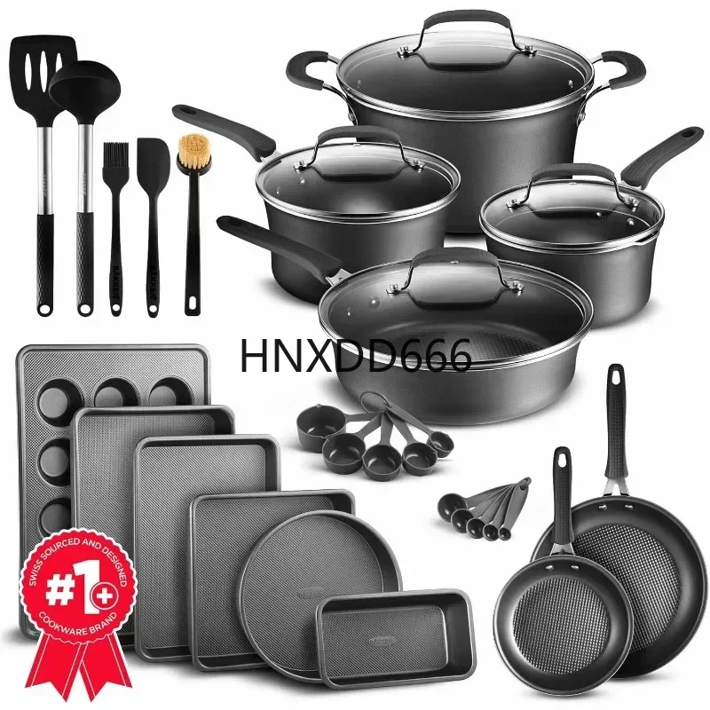 Cookware Set – 23 Piece –Black Multi-Sized Cooking Pots with Lids, Skillet Fry Pans and Bakeware – Reinforced Pressed
Cookware Set – 23 Piece –Black Multi-Sized Cooking Pots with Lids, Skillet Fry Pans and Bakeware – Reinforced Pressed