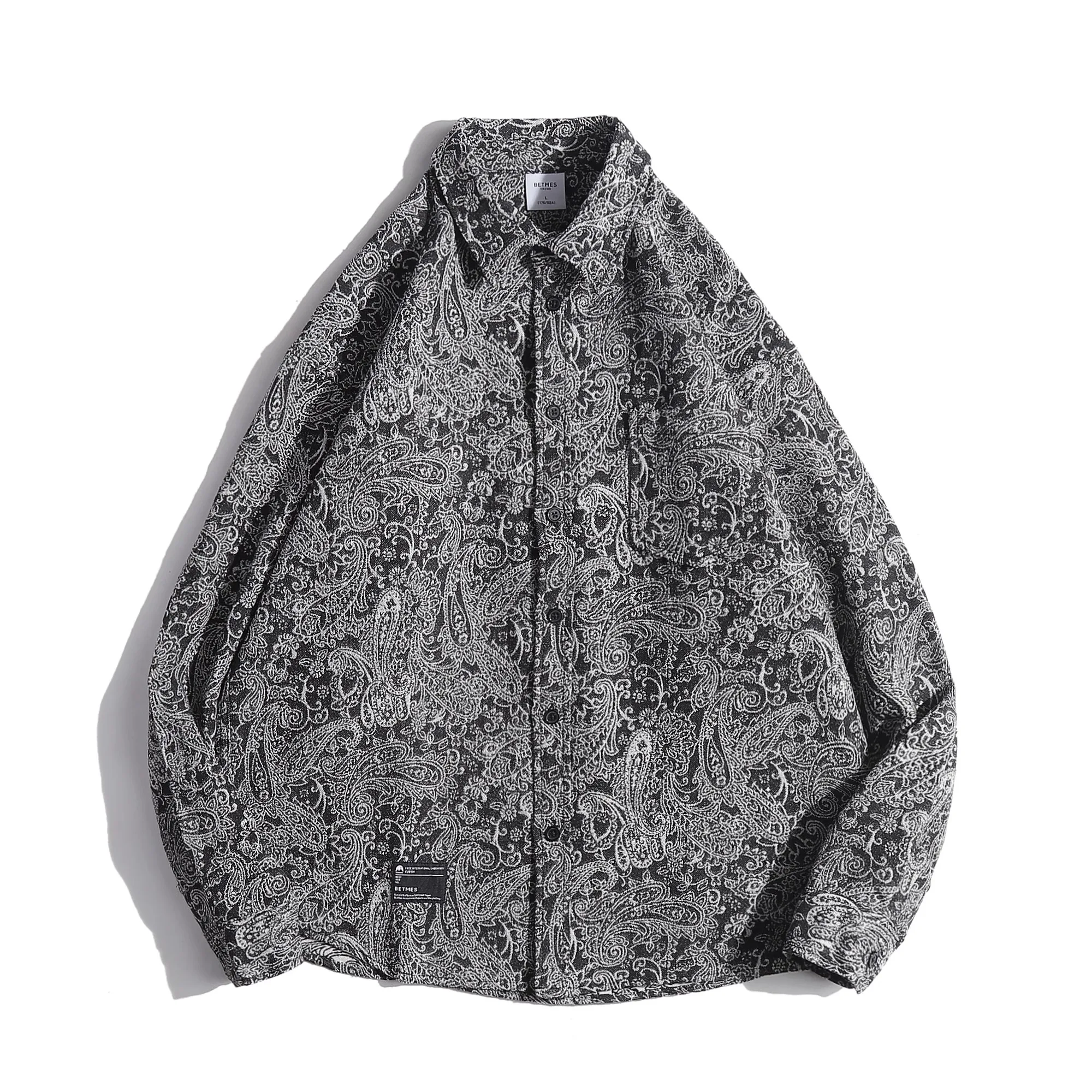 Retro Japanese Waed Denim Print Long Sve Men's irt Trendy Loose Workwear Jaet Youthful Autumn Faion arp Collar
Retro Japanese Waed Denim Print Long Sve Men's irt Trendy Loose Workwear Jaet Youthful Autumn Faion arp Collar