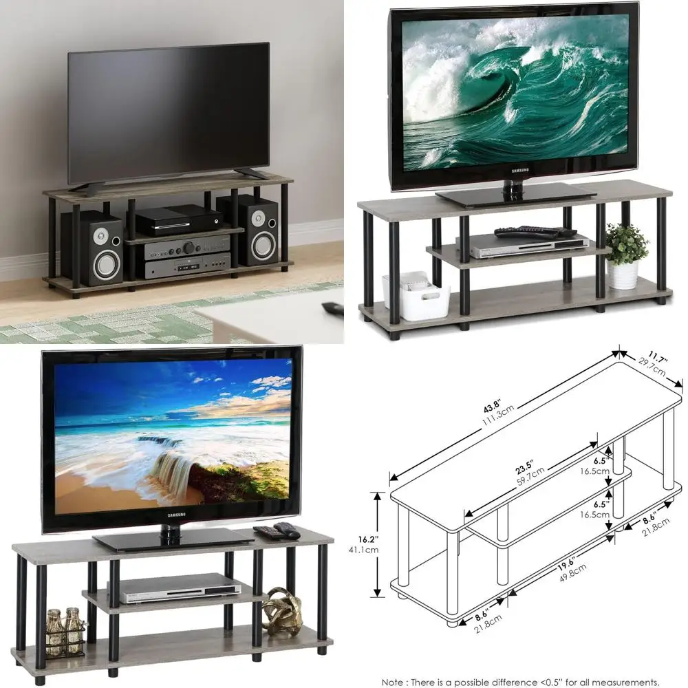 Трехуровневый развлекательный центр с круглыми трубчатыми опорами для 50 телевизоров, отделка французский дуб серый/черный
Трехуровневый развлекательный центр с круглыми трубчатыми опорами для 50 телевизоров, отделка французский дуб серый/черный