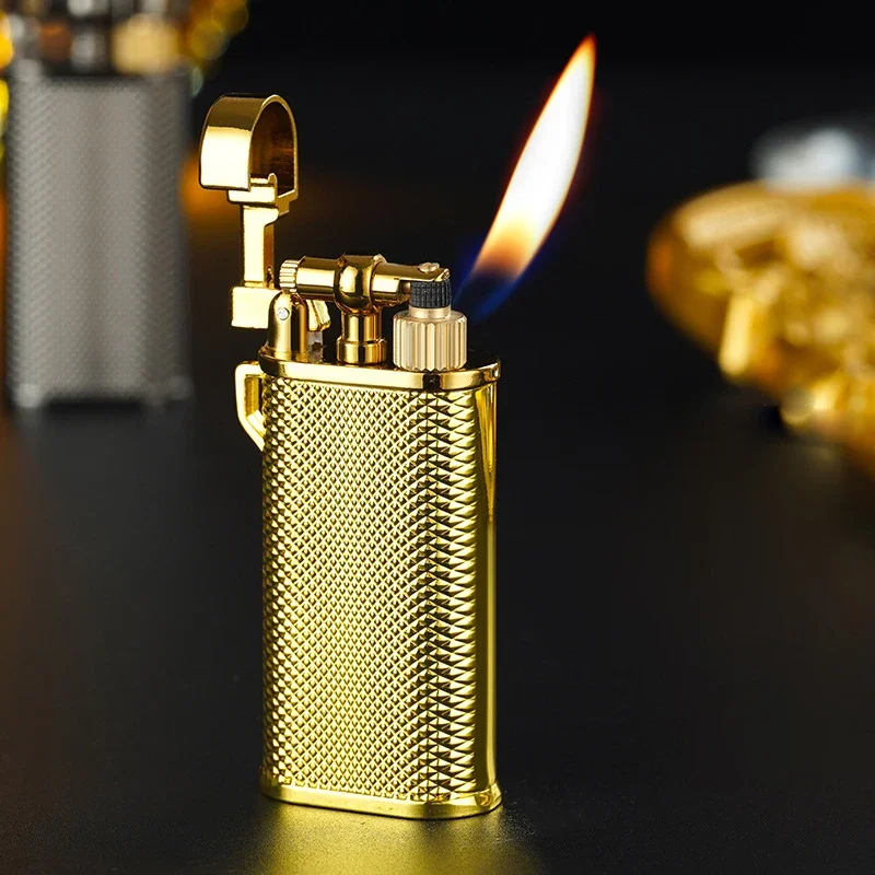 Luxury Gold Metal Relief Inflatable Lighter with Retro Grinding Wheel Portable Butane Gas Open Flame Outdoor Lighter Men's Gift
Luxury Gold Metal Relief Inflatable Lighter with Retro Grinding Wheel Portable Butane Gas Open Flame Outdoor Lighter Men's Gift