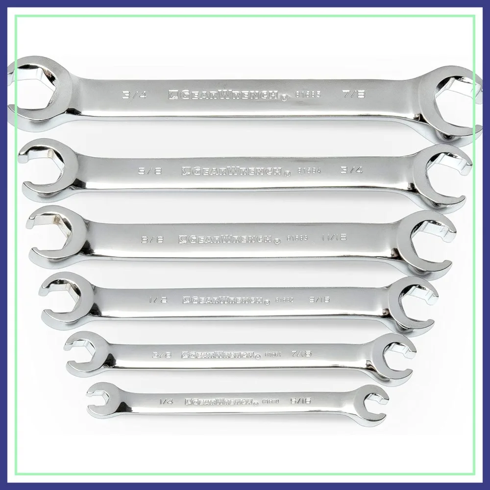 6 Pc. SAE Flare Nut Wrench Set, 15° Offset, Alloy Steel
6 Pc. SAE Flare Nut Wrench Set, 15° Offset, Alloy Steel