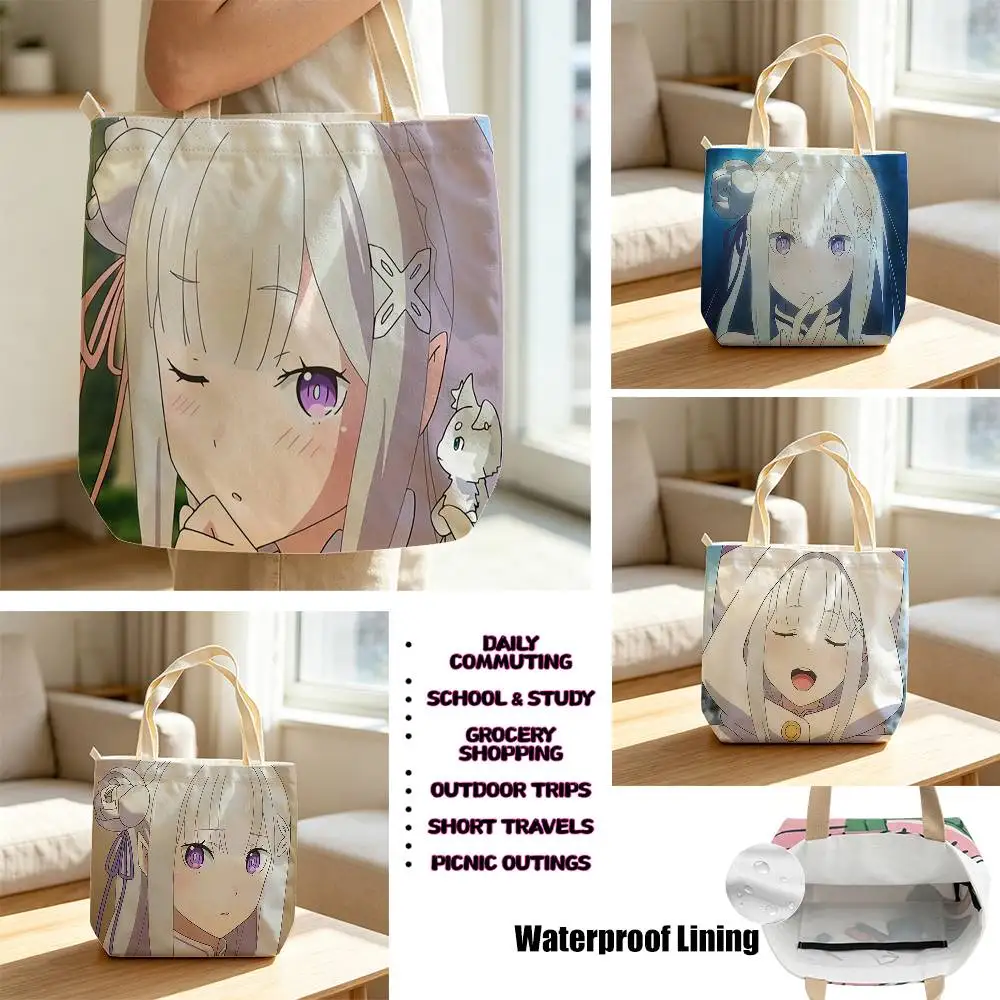 Half-Elf Emilia and REM Aniem RE Storage Bags Waterproof Canvas bags suitable for going to class, shopping, gifts, and commuting
Half-Elf Emilia and REM Aniem RE Storage Bags Waterproof Canvas bags suitable for going to class, shopping, gifts, and commuting
