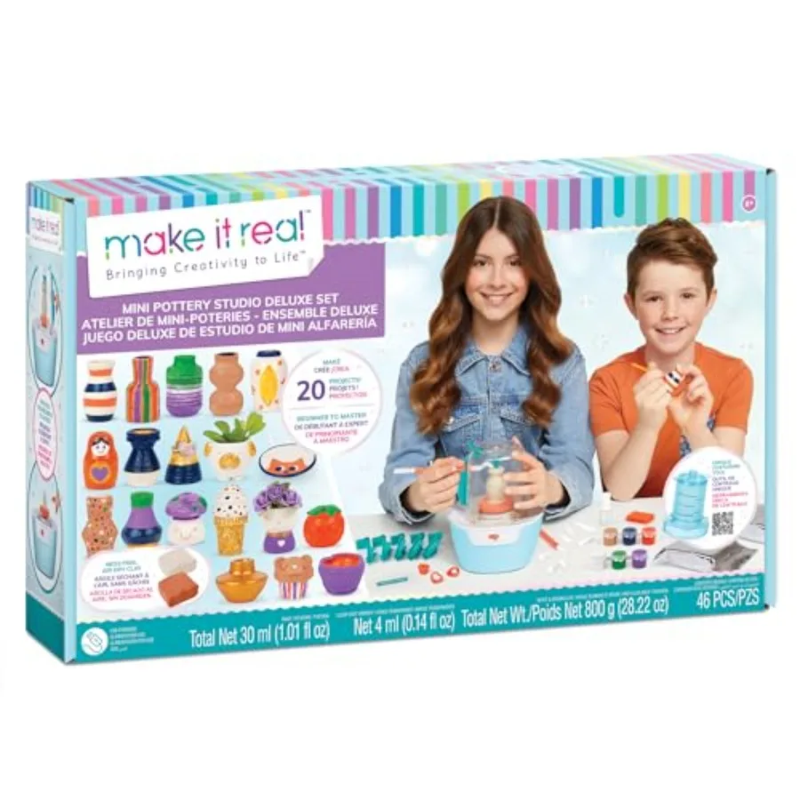 : Mini Pottery Studio Deluxe Set - DIY All-in-1 Sculpting Craft Kit, All Skill Levels, Miniature Clay Projects, Girls and Tween
: Mini Pottery Studio Deluxe Set - DIY All-in-1 Sculpting Craft Kit, All Skill Levels, Miniature Clay Projects, Girls and Tween