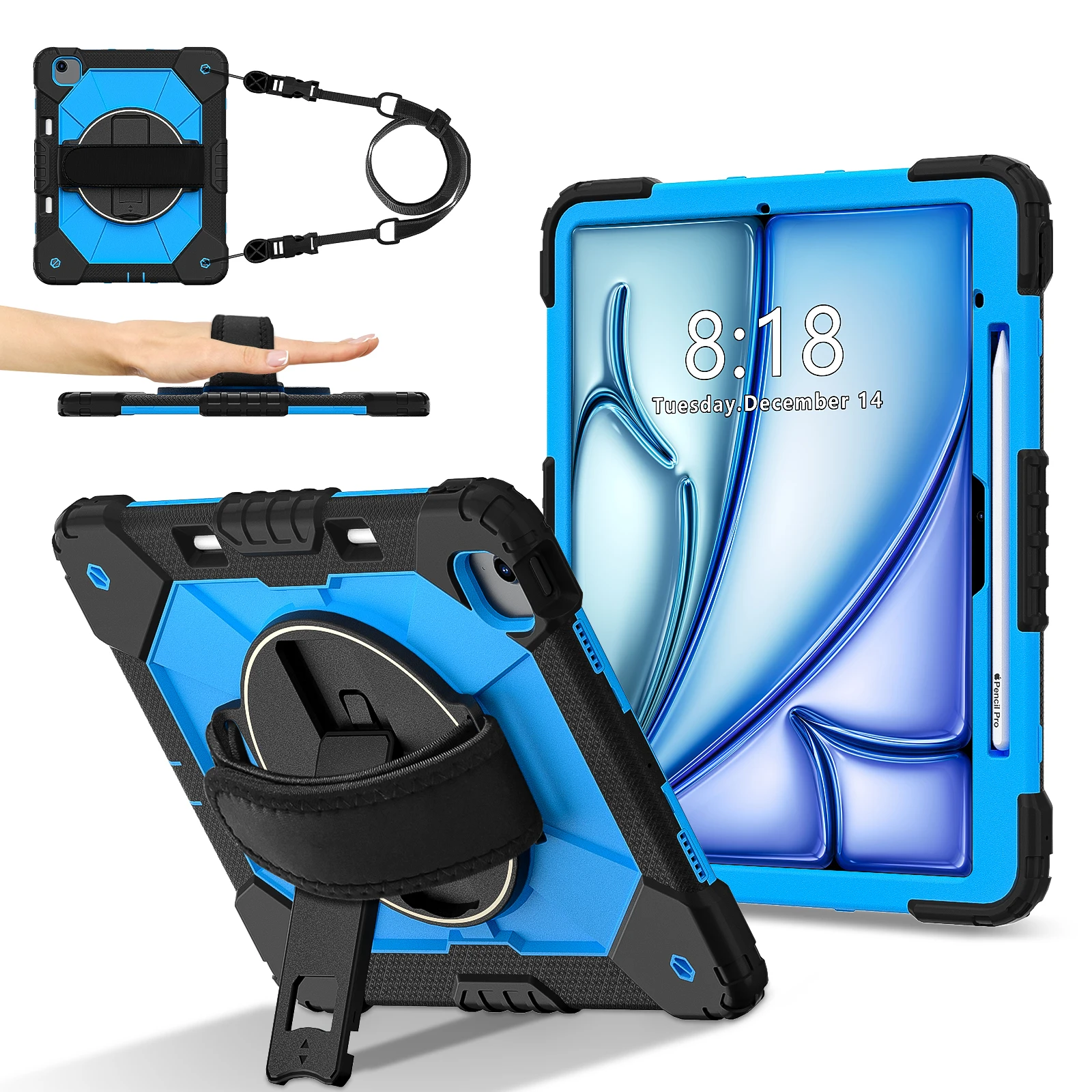 360 Rotatable Stand Hybrid Case For iPad Air 13 2024 M2 A2903 A2898 A2904 Heavy Duty Shockproof Cover With Hand Shoulder Strap
360 Rotatable Stand Hybrid Case For iPad Air 13 2024 M2 A2903 A2898 A2904 Heavy Duty Shockproof Cover With Hand Shoulder Strap