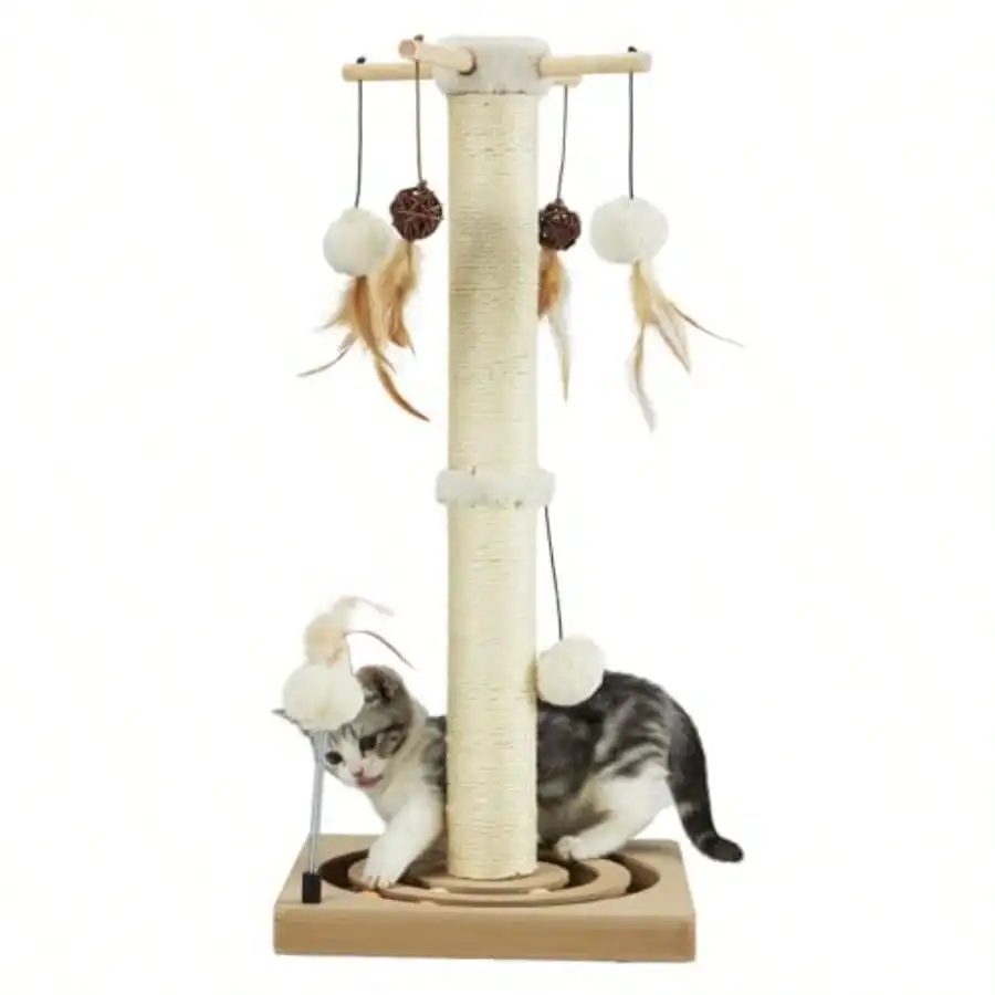 Когтеточка для кошек из сизаля, 30 дюймов, для домашних кошек и котят, с интерактивными игрушками-мячиками и подвесными шариками
Когтеточка для кошек из сизаля, 30 дюймов, для домашних кошек и котят, с интерактивными игрушками-мячиками и подвесными шариками