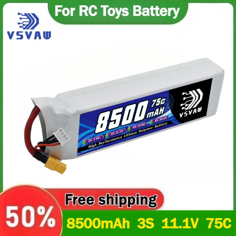 High-Capacity 8500mAh 3S 11.1V 75C Drone Battery for Remote Control Helicopter FPV Car Model Boat Model RC Lithium Battery
High-Capacity 8500mAh 3S 11.1V 75C Drone Battery for Remote Control Helicopter FPV Car Model Boat Model RC Lithium Battery