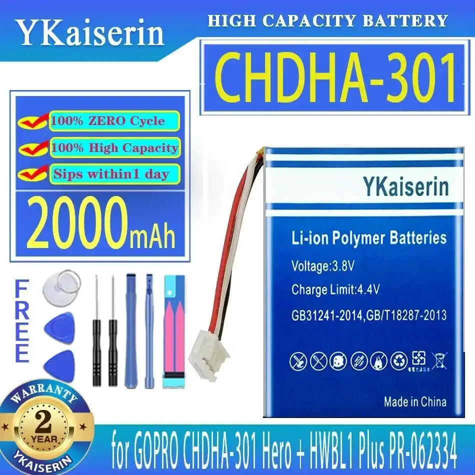 For Gopro Chdha-301 Hero + HWBL1 Plus PR-062334 Durable 2000Mah Sports Camera Battery High-Efficiency
For Gopro Chdha-301 Hero + HWBL1 Plus PR-062334 Durable 2000Mah Sports Camera Battery High-Efficiency