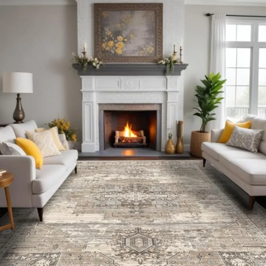 Washable 9x12 area rug for living room bedroom dining room, beige vintage non-slip rug with durable soft texture, ideal home de
Washable 9x12 area rug for living room bedroom dining room, beige vintage non-slip rug with durable soft texture, ideal home de
