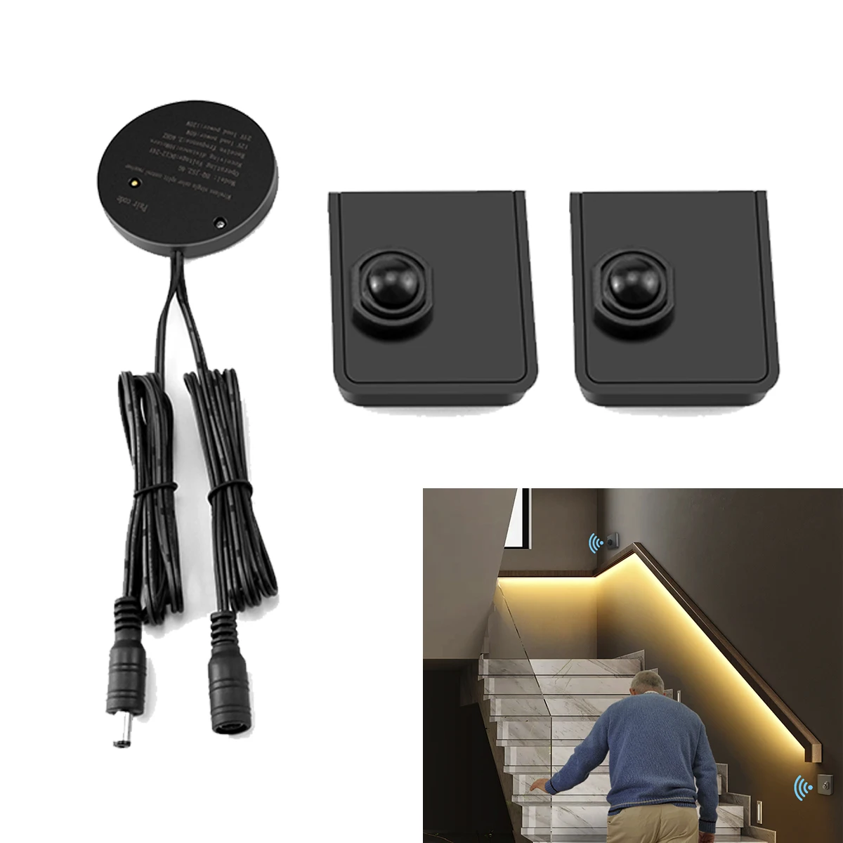 DC12V-24V Wireless Moveable PIR Motion Sensor Switch Support Multi-pieces Linkage Use With RF Receiver For Home LED Light Lamp