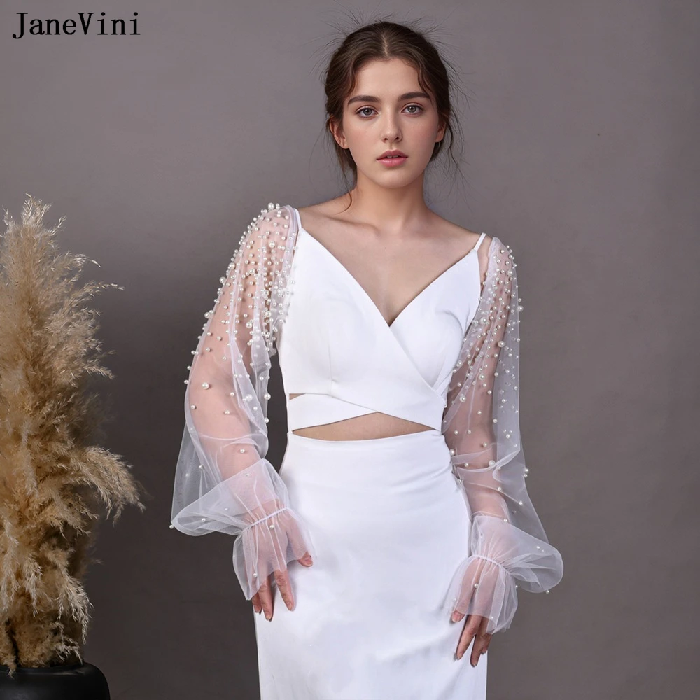 JaneVini Luxury Pearls Bridal Detachable Sleeves White Tulle Sleeve Strapless Women Cover Long Gloves Wedding Dress Accessories
JaneVini Luxury Pearls Bridal Detachable Sleeves White Tulle Sleeve Strapless Women Cover Long Gloves Wedding Dress Accessories