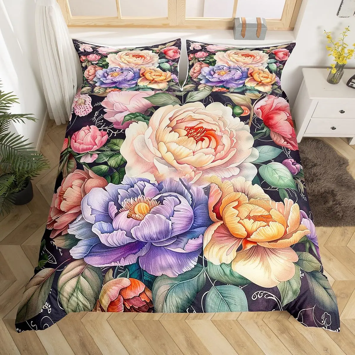 Роскошный винтажный пододеяльник с цветочным принтом Queen King Size, постельное белье с 3D принтом и разноцветными цветами, комплект из 3 наволочек, без одеяла
Роскошный винтажный пододеяльник с цветочным принтом Queen King Size, постельное белье с 3D принтом и разноцветными цветами, комплект из 3 наволочек, без одеяла