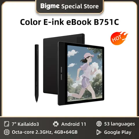 BIGME B751C 7" Color E Ink e-Book Reader, Android 11 open system E-Reader, 4+64GB with Google Play, Portable eBook Tablet