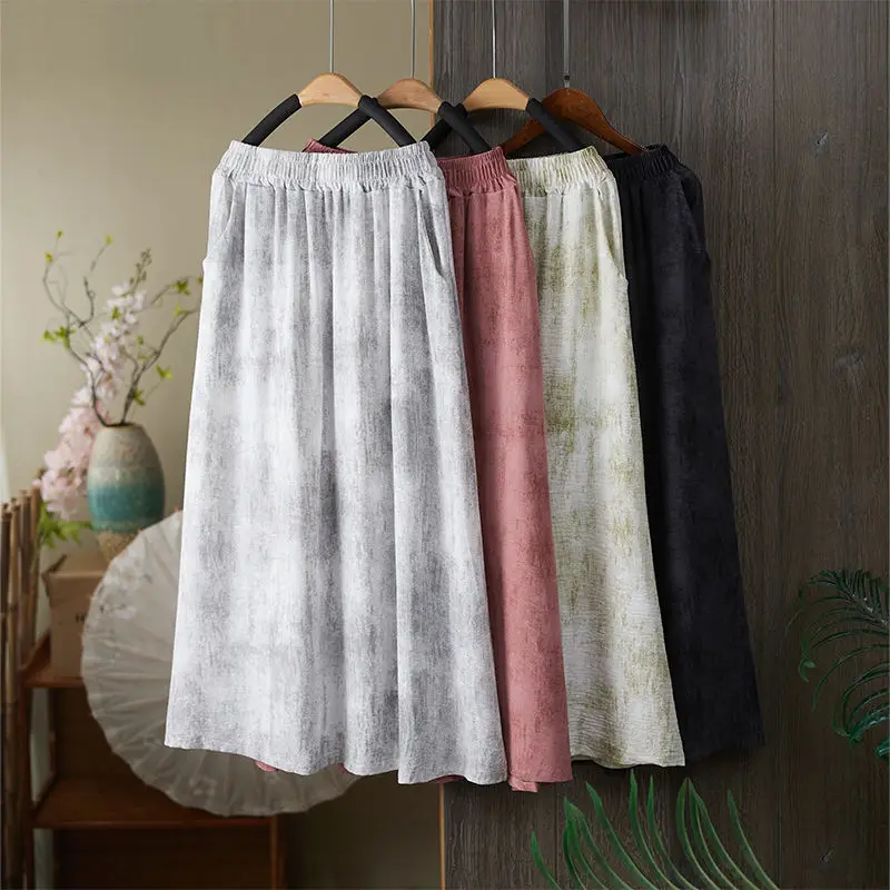 Retro Ice Silk Dyed Wide Leg High Waist Skirt Loose Fit Casual Summer New Style Half Body Skirt Draped A-Line Midi Skirt
Retro Ice Silk Dyed Wide Leg High Waist Skirt Loose Fit Casual Summer New Style Half Body Skirt Draped A-Line Midi Skirt