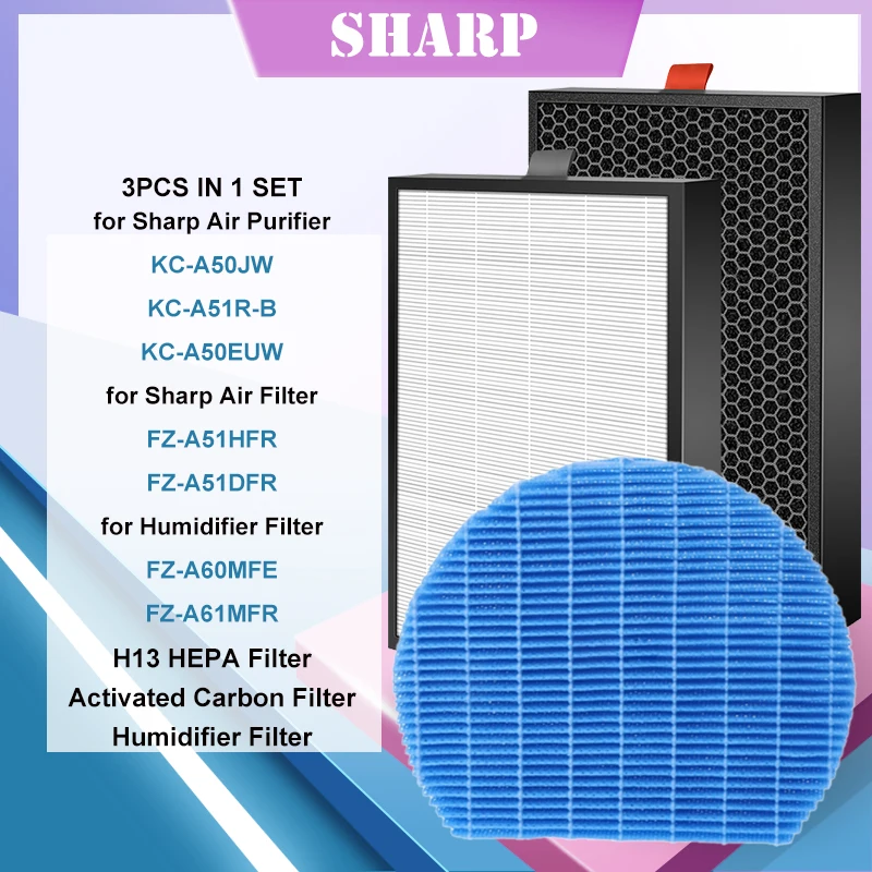 3 PCS Sharp Air Purifier KC-A50JW KC-A51R-B KC-A50EUW HEPA Filter Carbon Filter Humidifying Filter for FZ-A51HFR FZ-A51DFR
3 PCS Sharp Air Purifier KC-A50JW KC-A51R-B KC-A50EUW HEPA Filter Carbon Filter Humidifying Filter for FZ-A51HFR FZ-A51DFR