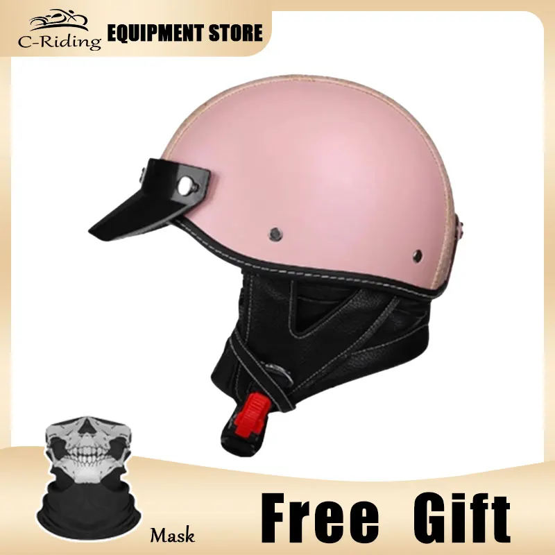 Women Gift Stylish Vintage Motorcycle Half Helmet for Women Genuine Leather Cover DOT Approved Perfect Birthday Gift for Female
Women Gift Stylish Vintage Motorcycle Half Helmet for Women Genuine Leather Cover DOT Approved Perfect Birthday Gift for Female